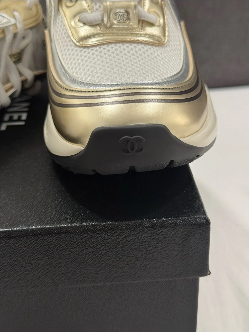 Chanel CC Runner Gold Laminate size 39.5